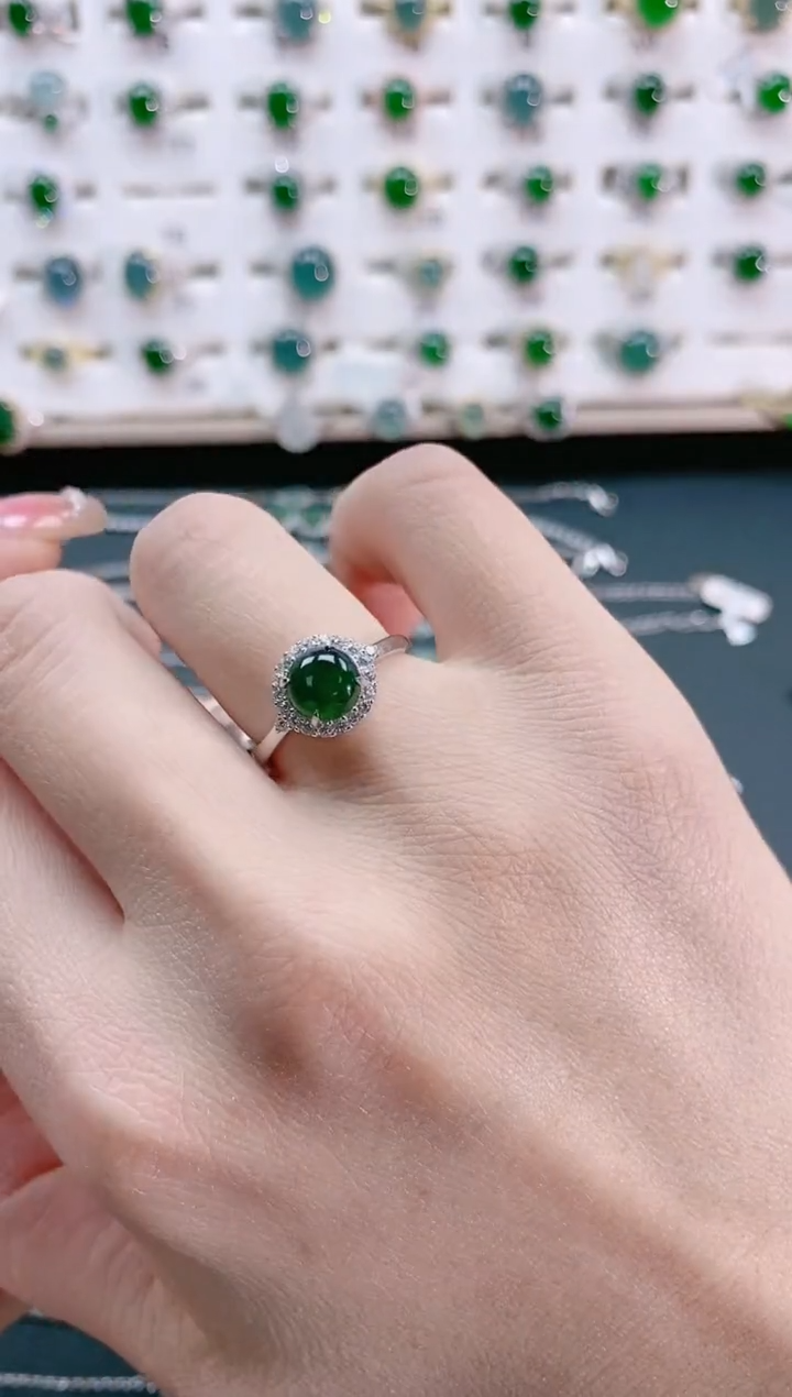 【闪购商品】翡翠戒指银S925镶嵌天然翡翠