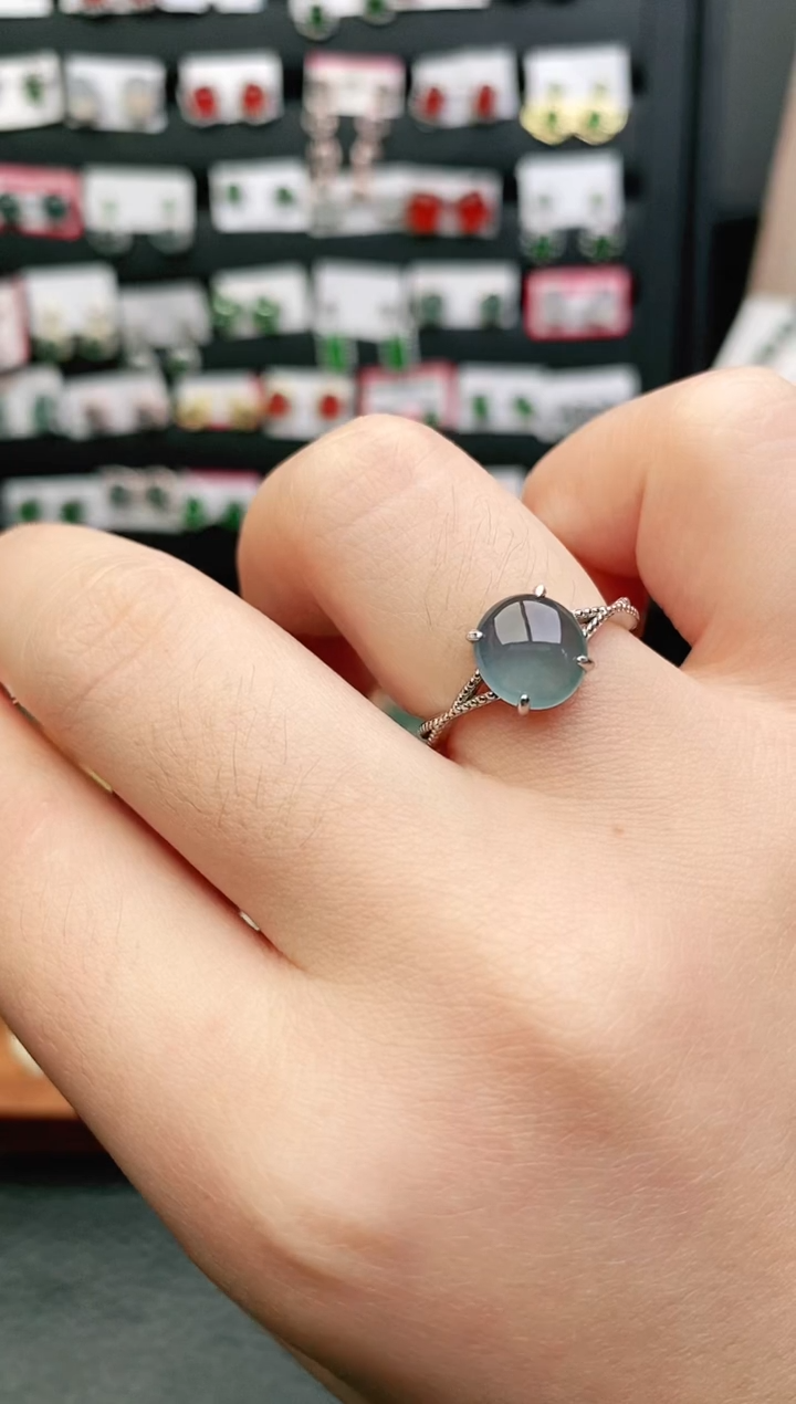 翡翠戒指银S925镶嵌戒指