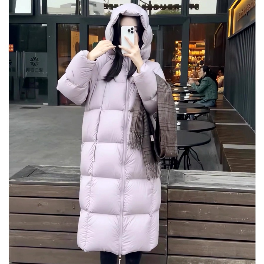 新升级零压感泡芙90新国标白鸭绒大被子时尚百搭长款羽绒服5033