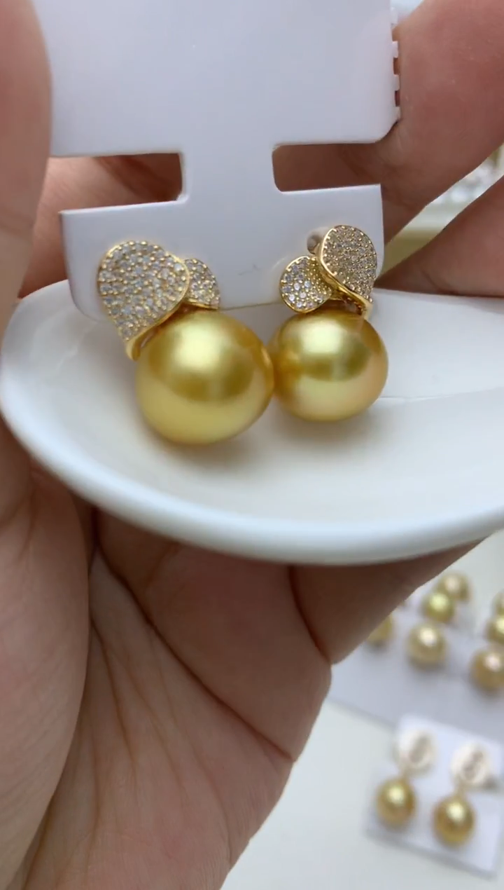 银S925镶嵌耳饰海水珍珠e60 