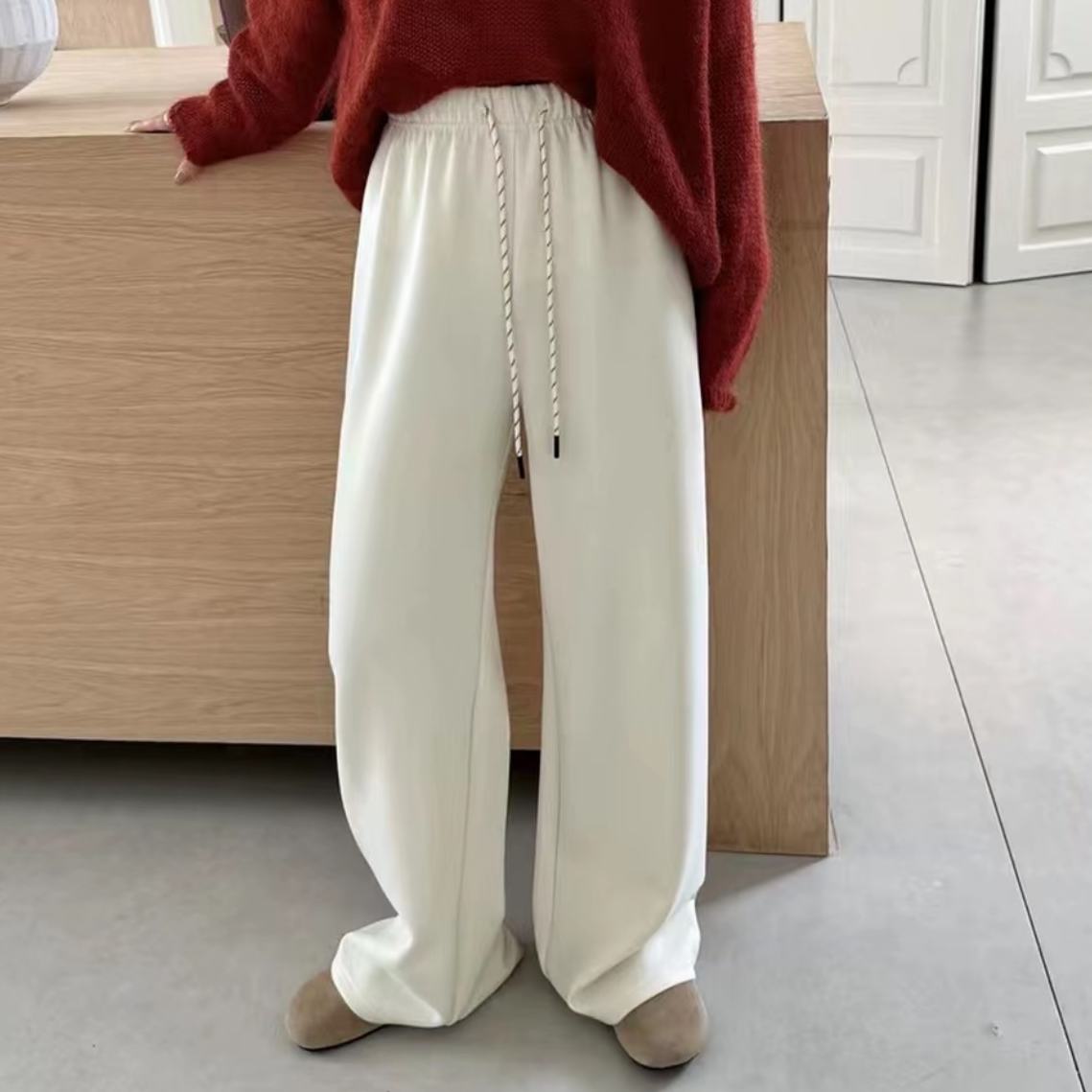 纯色休闲裤直筒高腰复古高腰阔腿裤秋冬秋装女款爆款2025新款