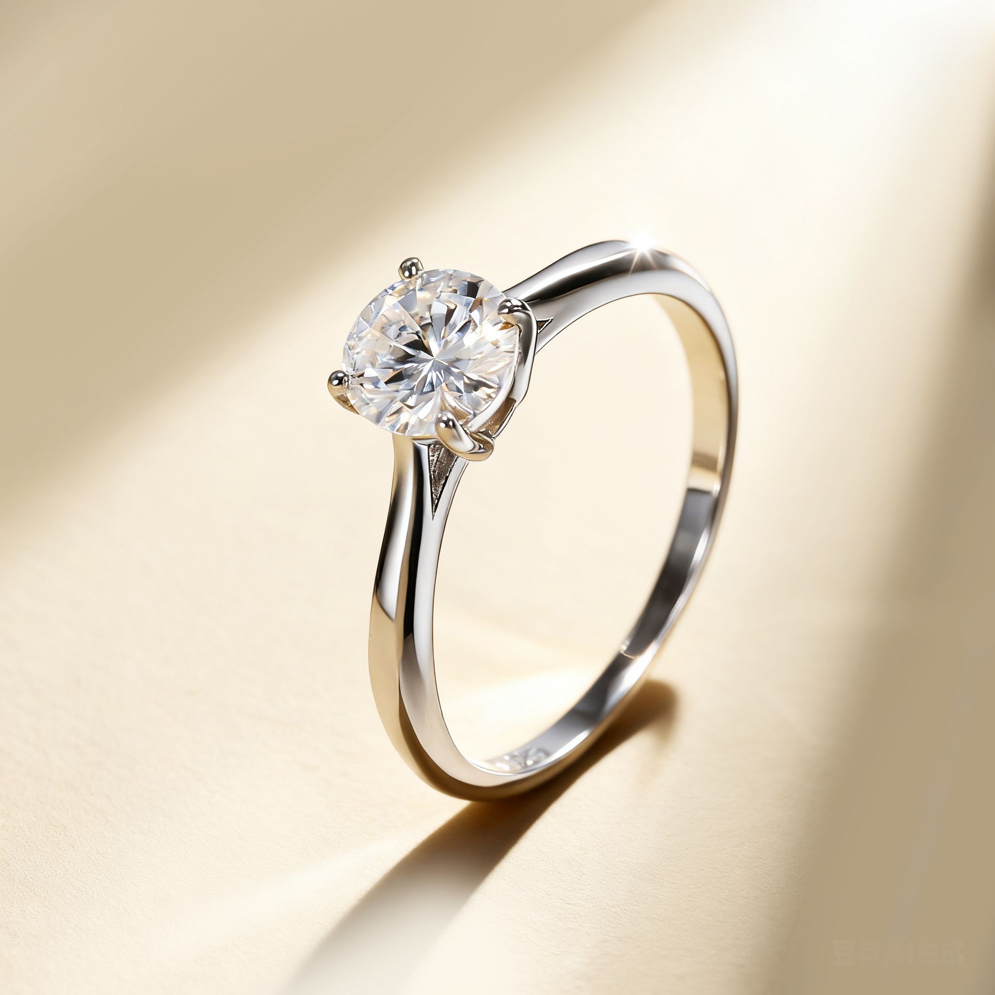 925银莫桑石戒指 ——木木（M660）全银1克拉莫桑闭口戒指