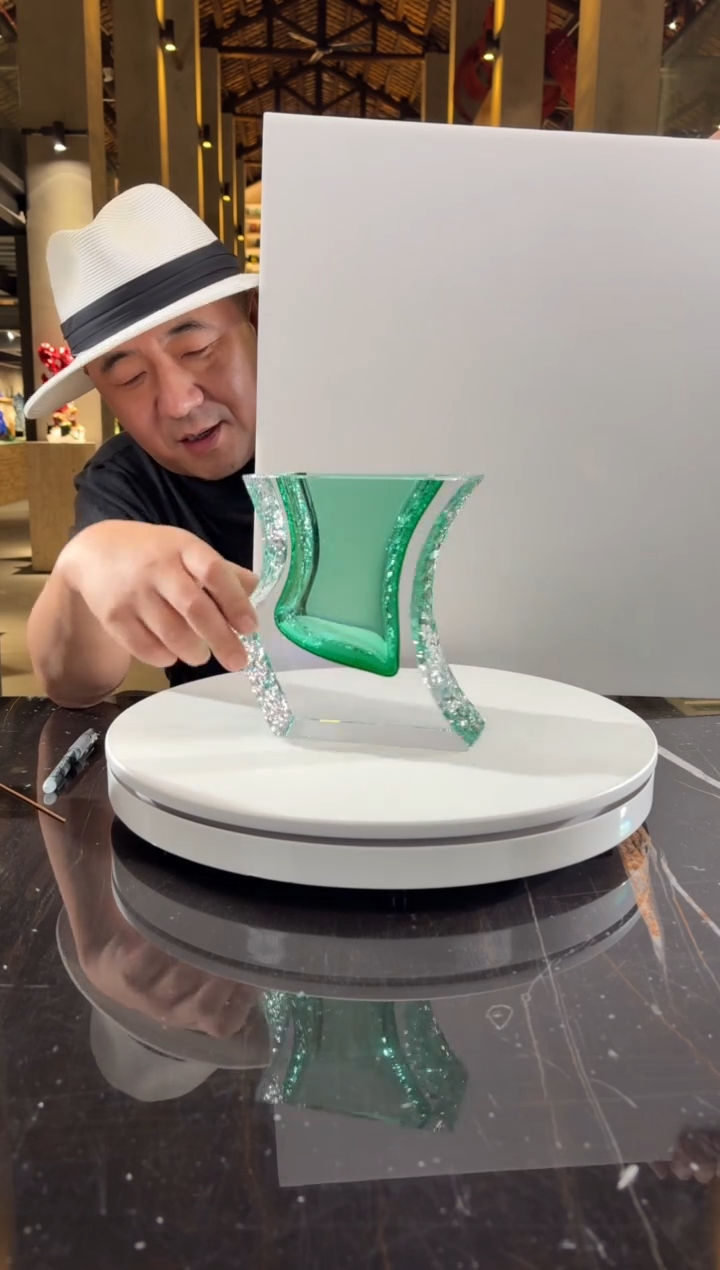 摆件CS0401031-1祖母绿肌理纹小花器