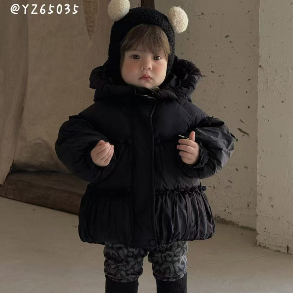 YouZi.右子冬季花苞帽羽绒外套新国标90白鸭绒