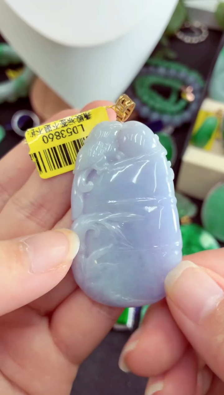 吊坠(不含链)18K金镶嵌翡翠挂件