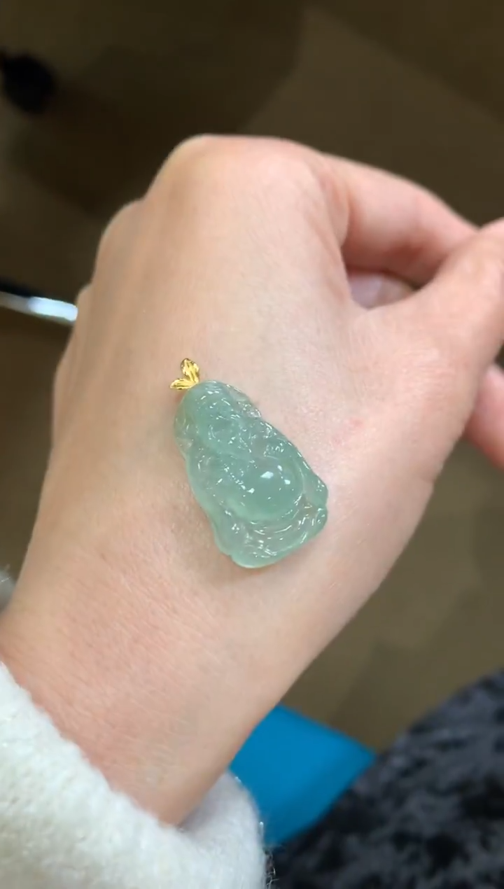 吊坠(不含链)18K金镶嵌翡翠翡翠