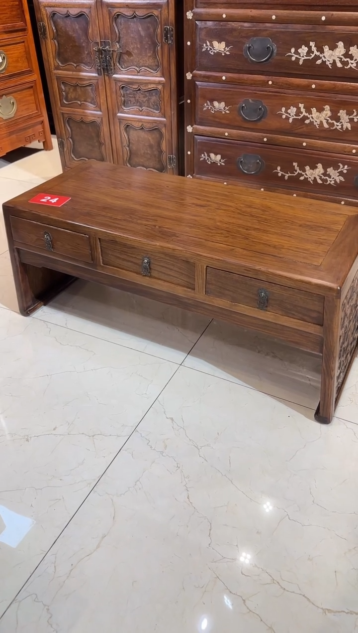 【闪购商品】木木艺黄花梨花纹三抽屉地桌18200.888