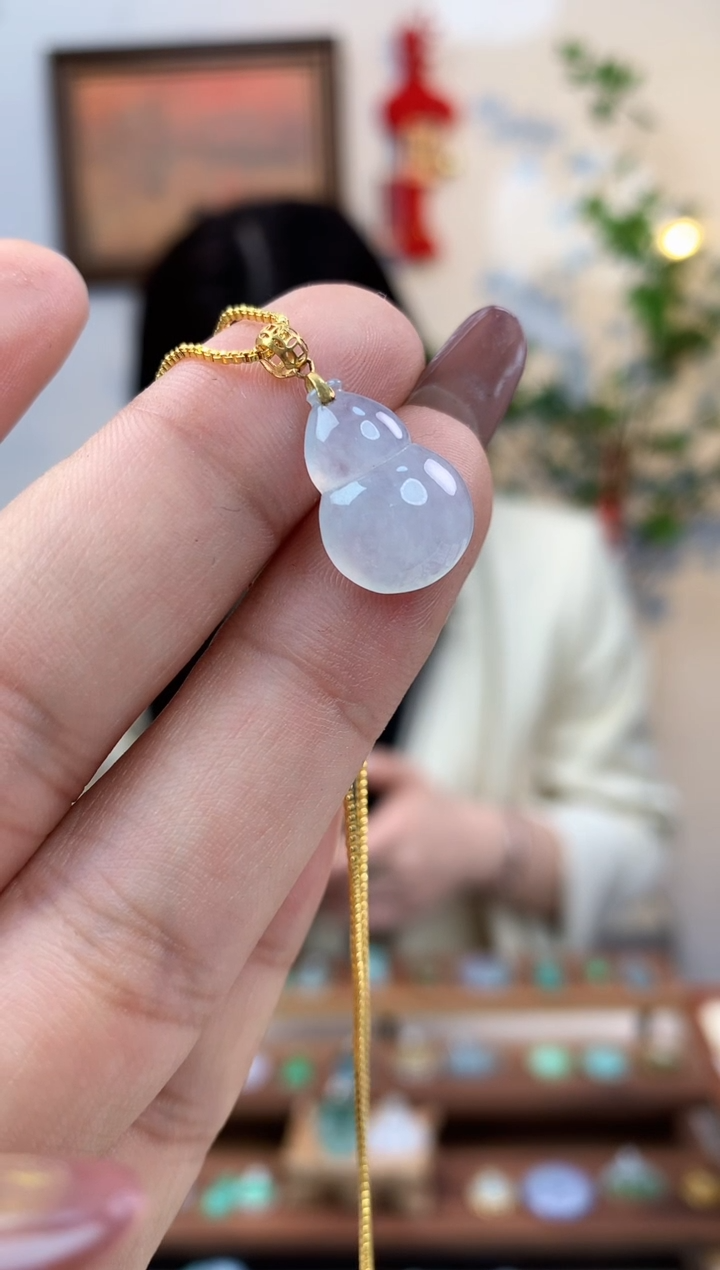 【闪购商品】翡翠吊坠(不含链)18K金镶嵌葫芦