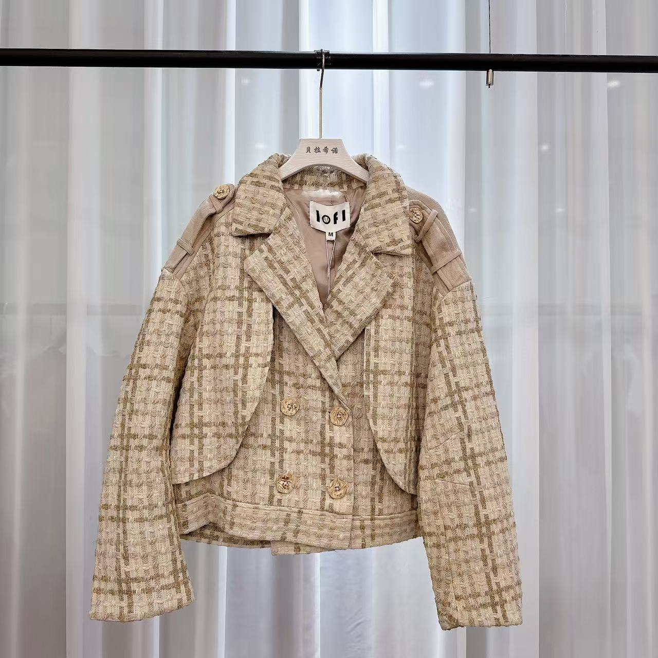 外套小香风气质短款时尚百搭女士格子千鸟格300