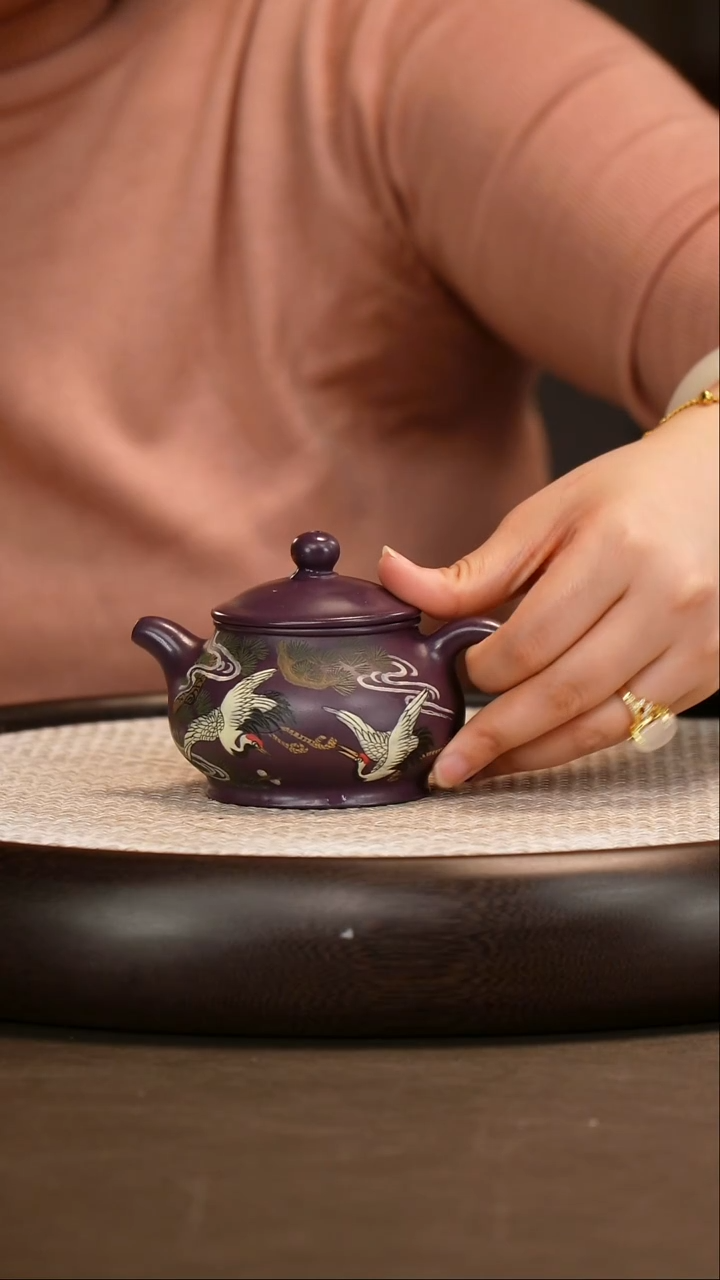 茶壶紫砂【沈建康】天青玫瑰紫 潘壶 160cc