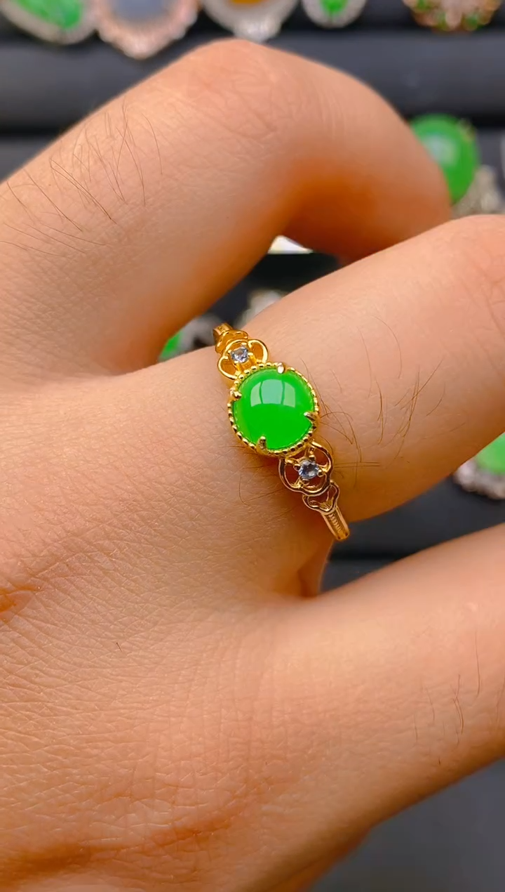 【闪购商品】翡翠戒指银S925镶嵌天然A货翡翠1