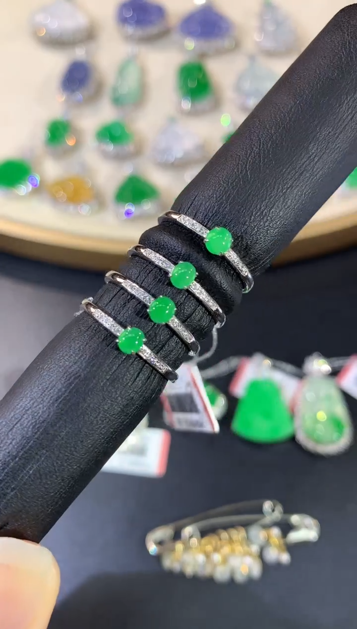 翡翠戒指18K金镶嵌A91多样性发其一|1280