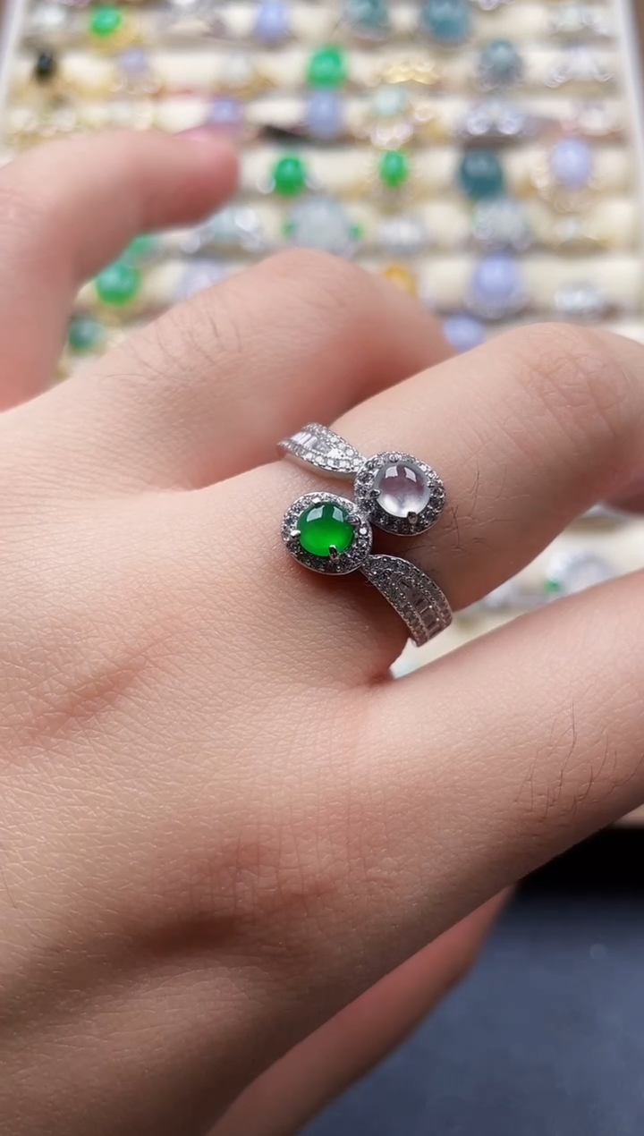 银S925镶嵌戒指翡翠61