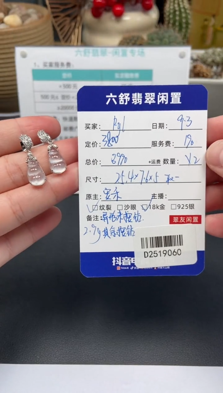 18K金镶嵌翡翠耳饰R*lD2519060