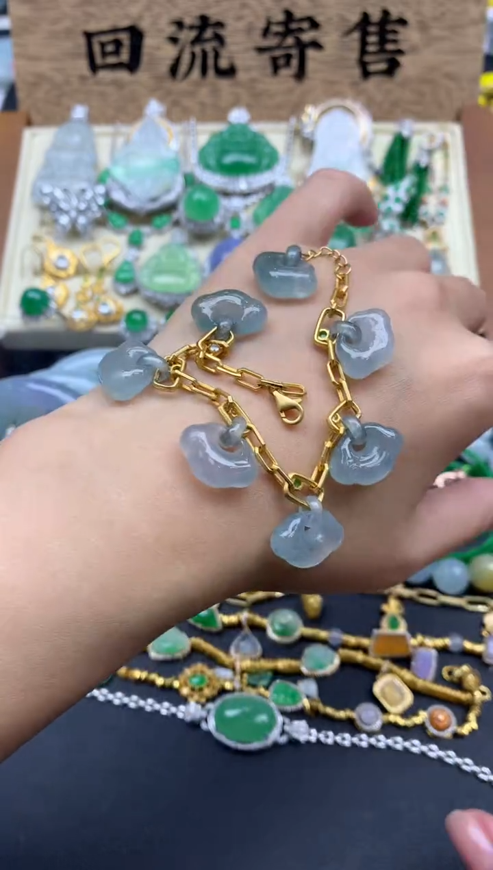 【闪购商品】翡翠手串18K金镶嵌291-中国好珍宝