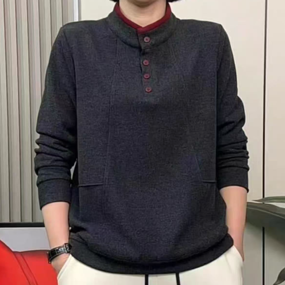 【扣子款】冬季新款加厚保暖慕斯绒半高领打底衫减龄宽松款百搭上衣