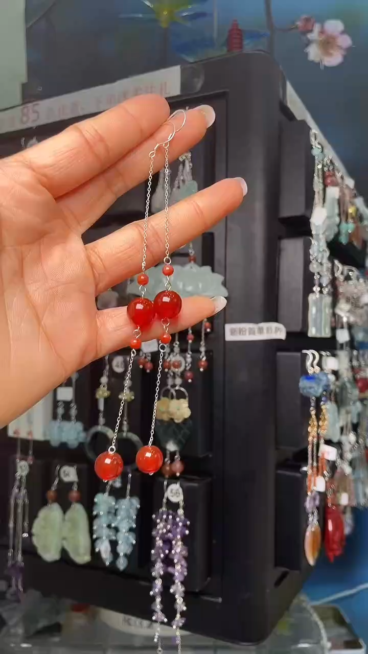 未镶嵌耳饰玛瑙/玉髓陶*同 陶格同