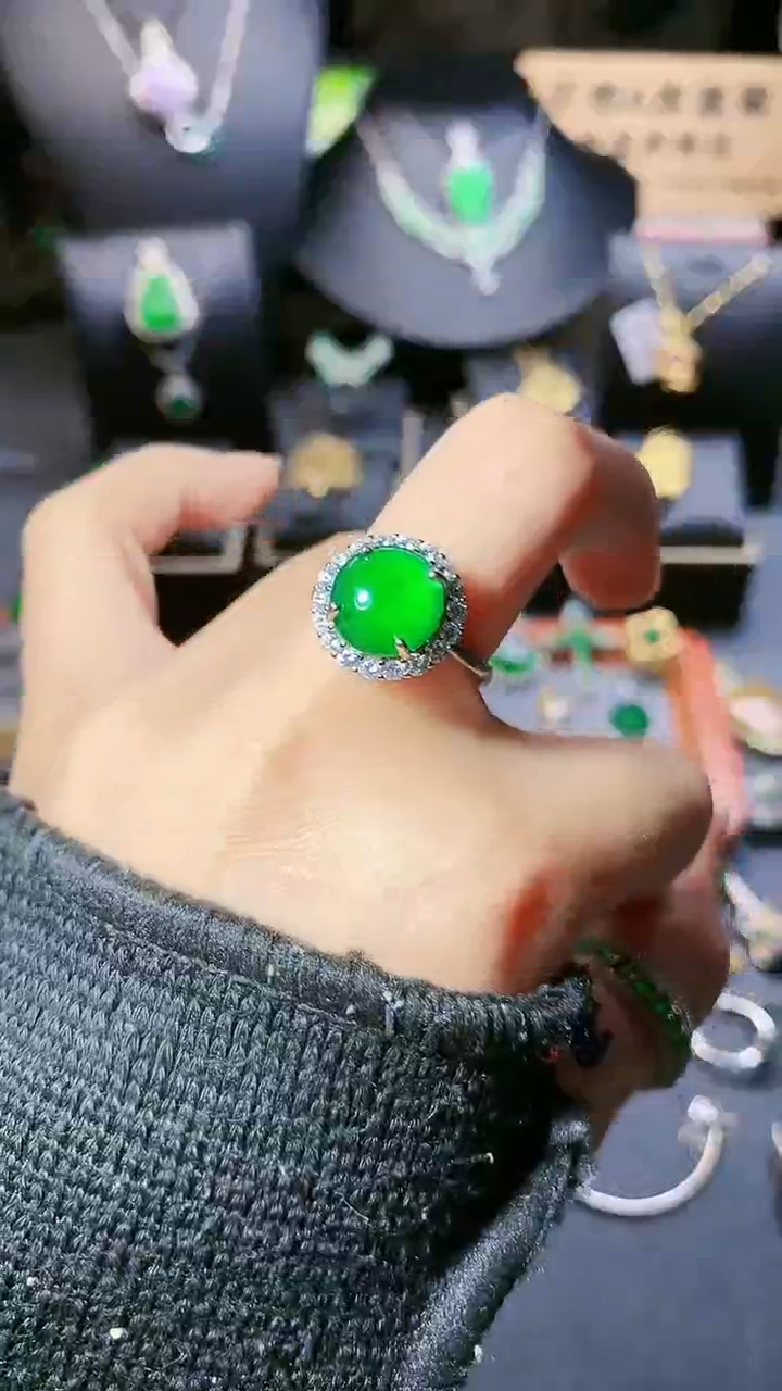 【闪购商品】翡翠戒指银S925镶嵌戒指