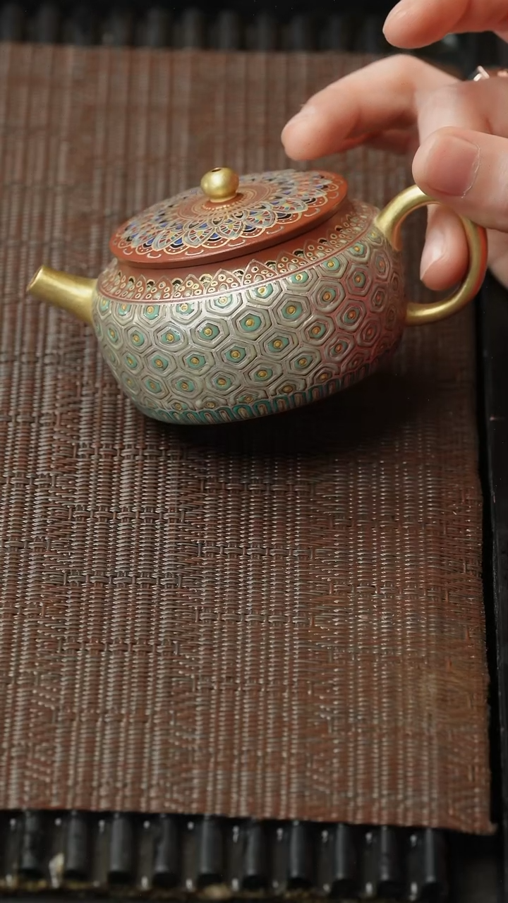 【闪购商品】紫砂茶壶五堂 宝相宋锦壶