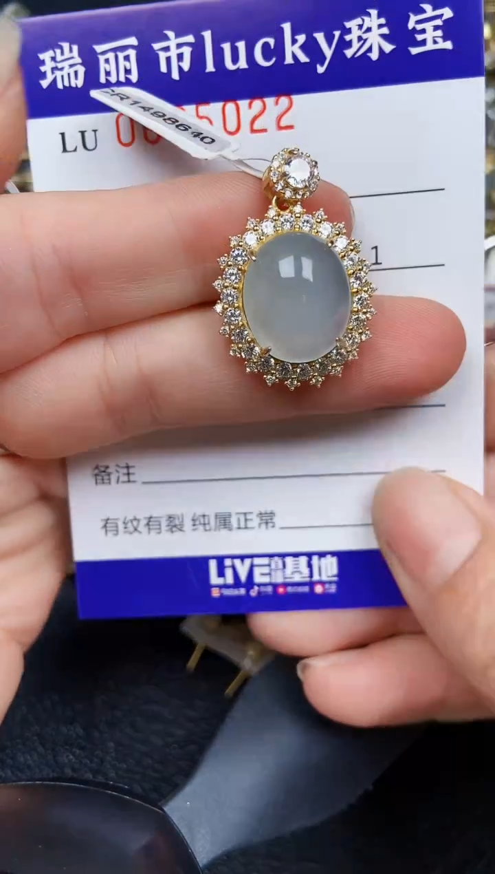 翡翠银S925镶嵌颈饰5022