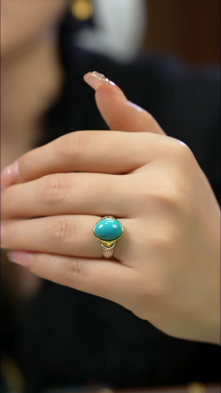 银S925镶嵌绿松石戒指精品