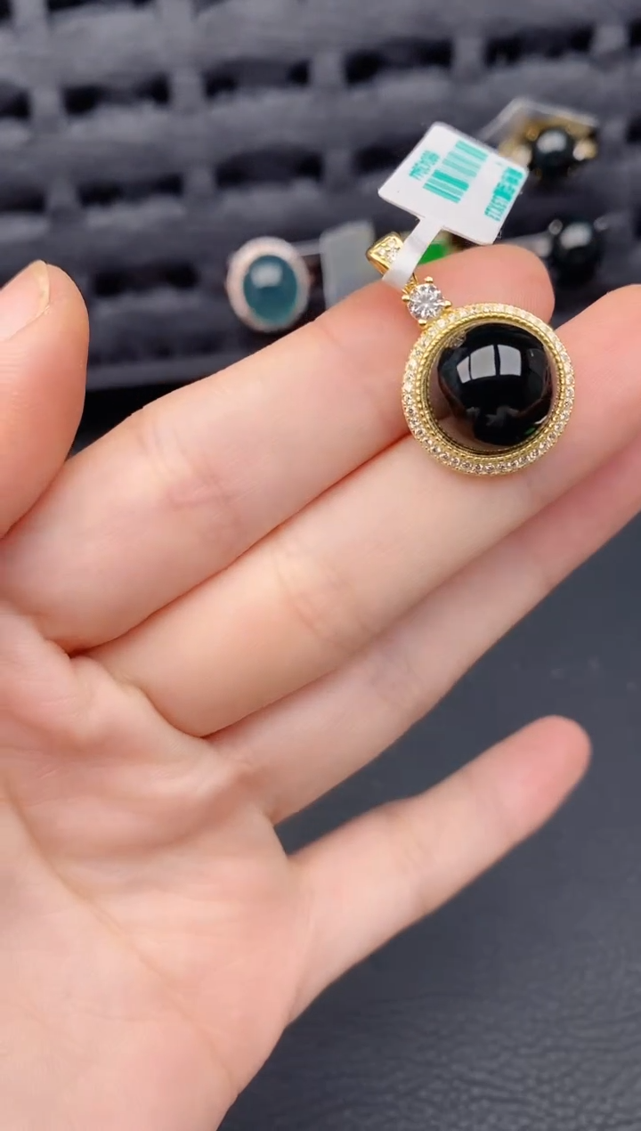 颈饰银S925镶嵌翡翠天然a货翡翠536