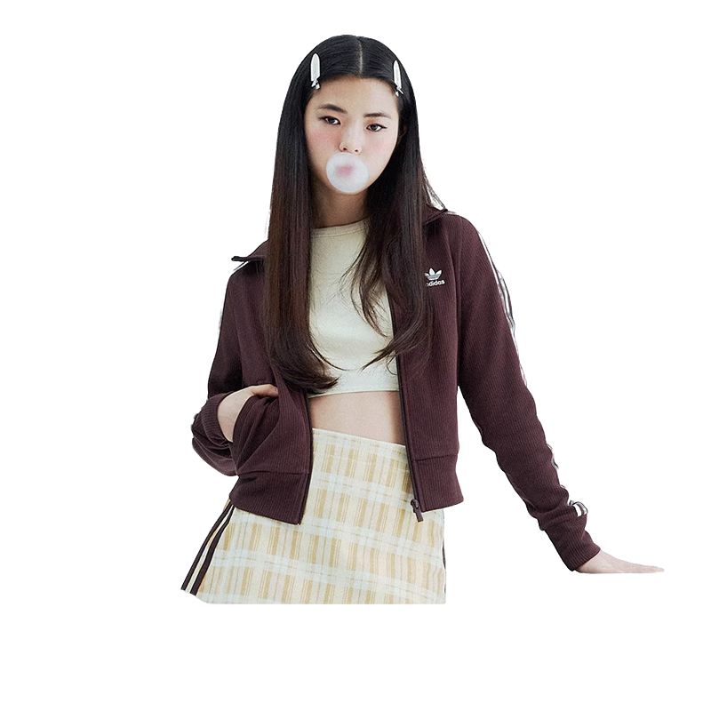 adidas/阿迪达斯三叶草冬新复古穿搭针织女子修身夹克外套舒适