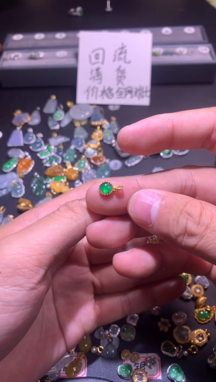 翡翠银S925镶嵌吊坠(不含链)1