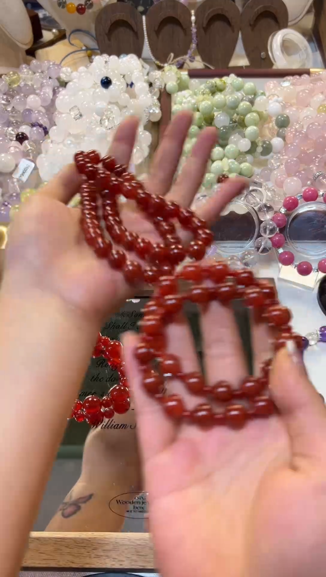 未镶嵌手串玛瑙/玉髓红玛瑙套装（双圈）天然水晶