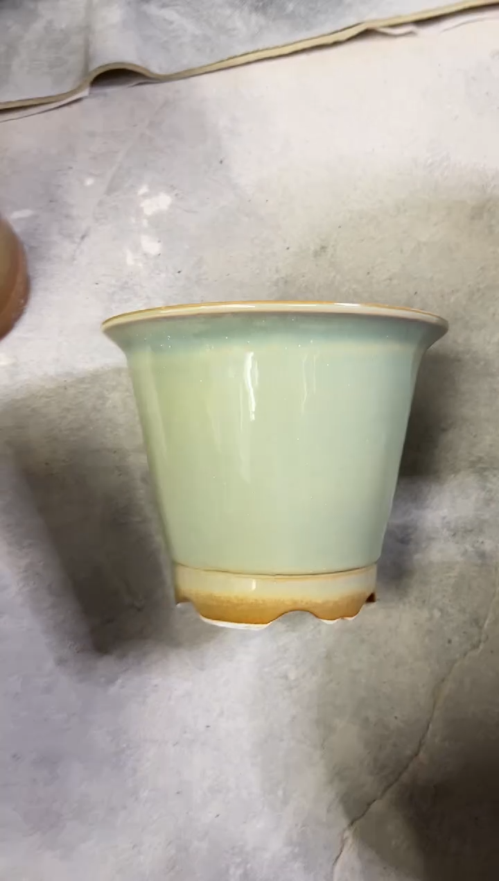  微瑕景德镇颜色釉花盆高17外口20内口17