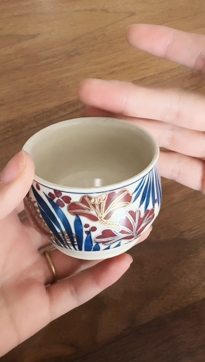 【霖松堂】青花釉里红描金如柿杯