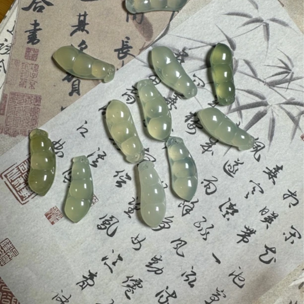 天然岫玉吊坠四季豆男女佩戴四季平安豆（ 多样性随机发一个）