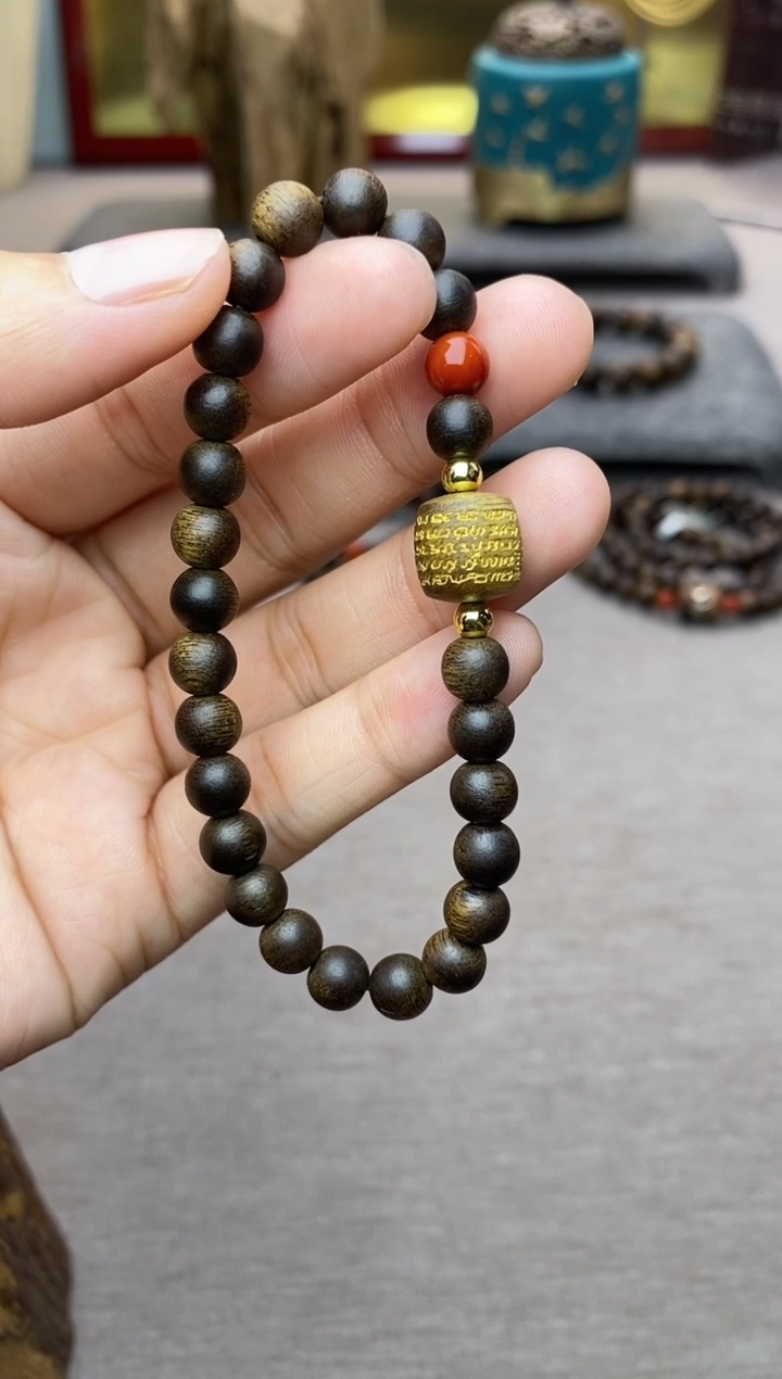 【闪购商品】沉香手串富森红土0.6+五条+配饰沉水单圈