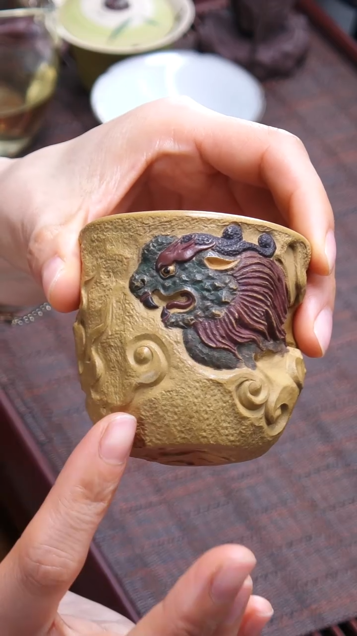 【闪购商品】紫砂茶杯子夜黄金段《貔貅杯》