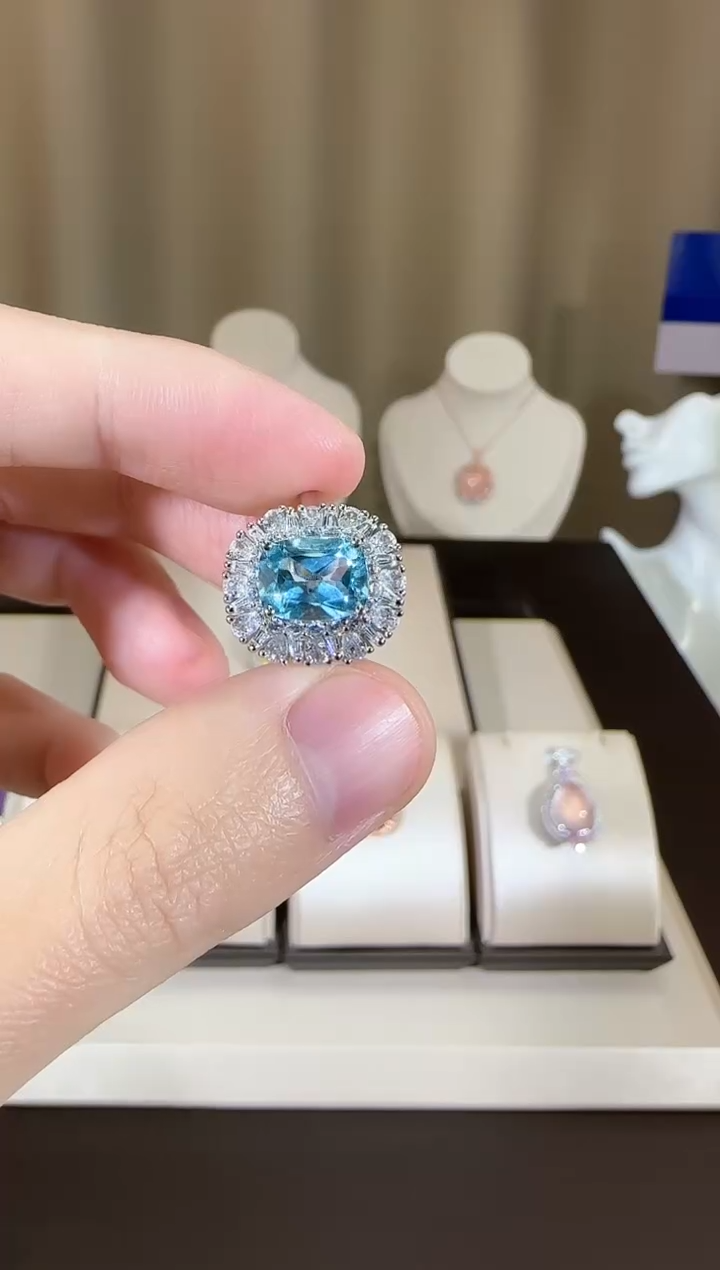 【闪购商品】托帕石戒指银S925镶嵌10*8mm