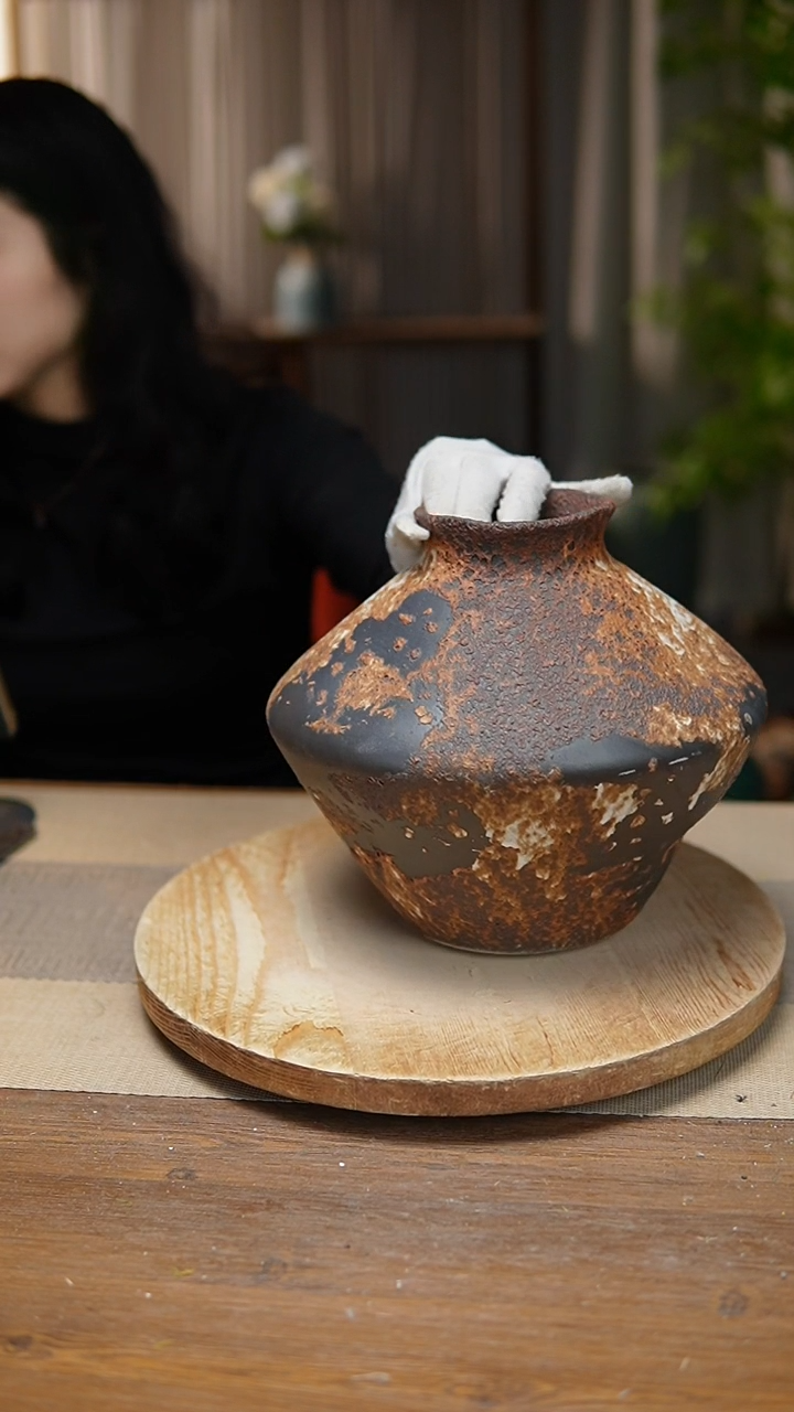 【闪购商品】陶瓷   花器诧寂棕飞碟 