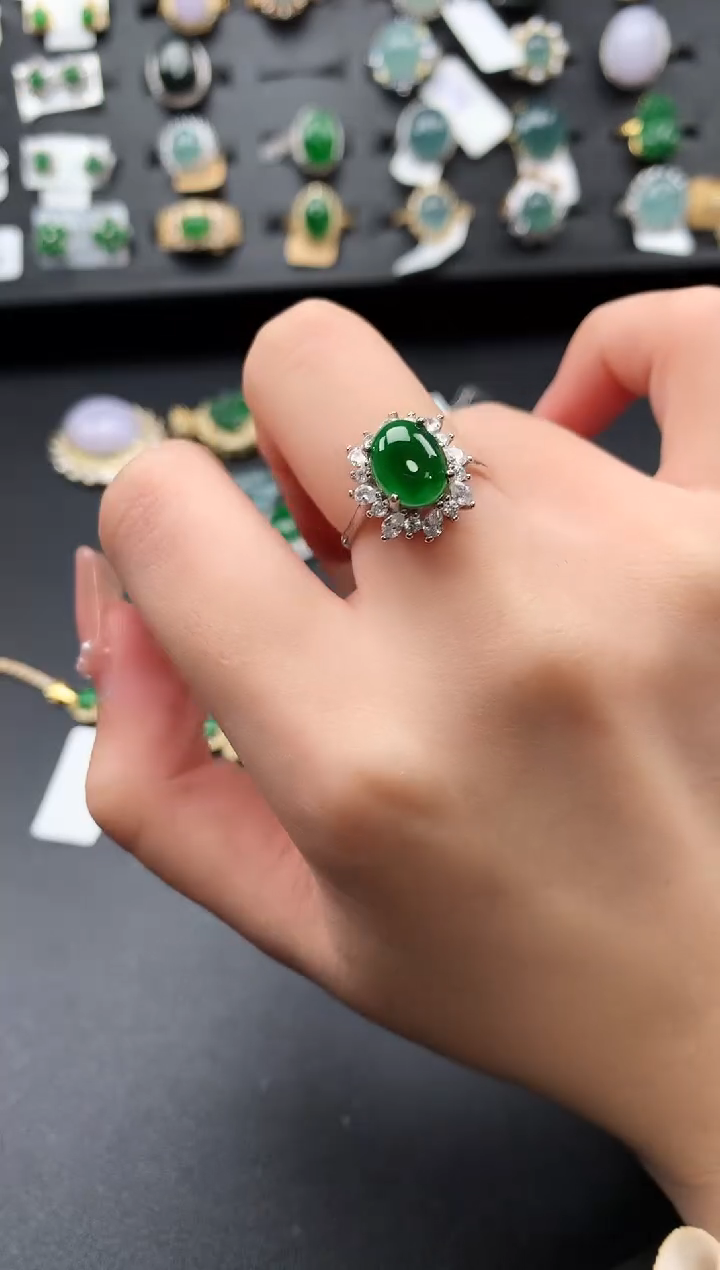 【闪购商品】翡翠戒指银S925镶嵌52141