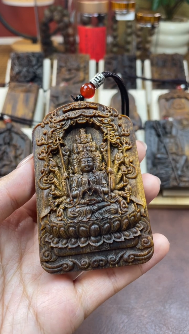 木木雕款芽庄 十二生肖守护 千手观音 8cm送养香瓶