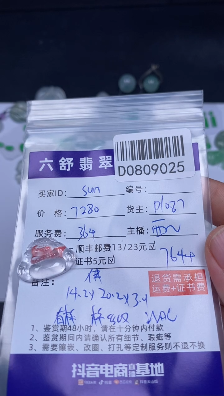 翡翠未镶嵌吊坠(不含链)s****tD0809025