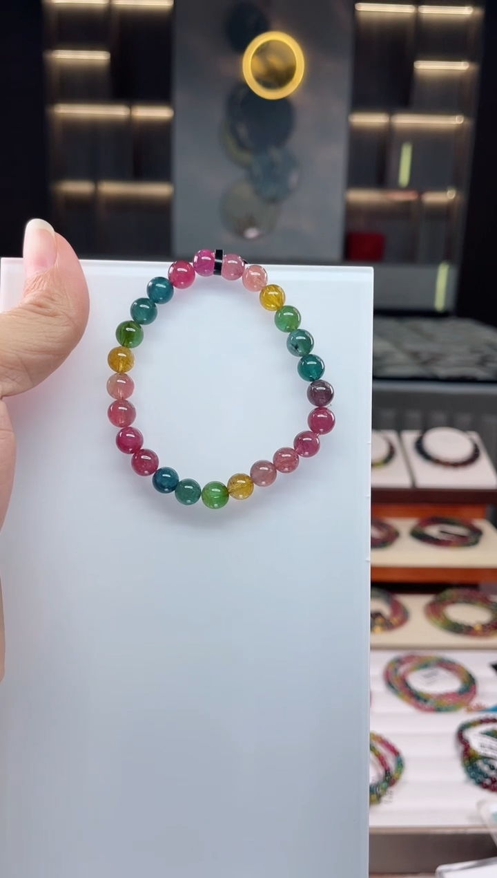 未镶嵌老矿碧玺单圈手串7mm+碧玺（多样性发一条）Q