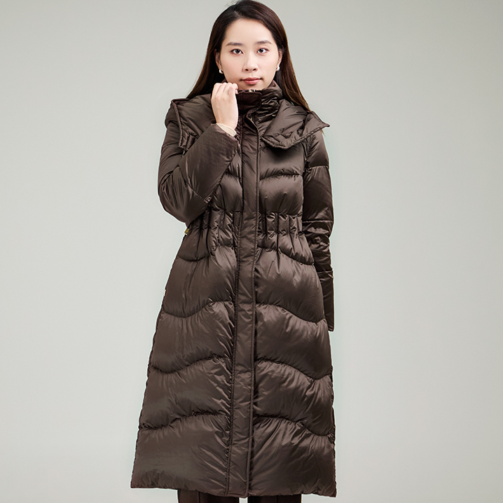 歌蒂诗专柜同款鸭绒中长款保暖连帽秋冬季大衣羽绒服女8E46Y2879