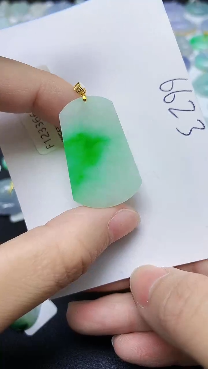 翡翠18K金镶嵌颈饰天然自然緬甸A貨翡翠