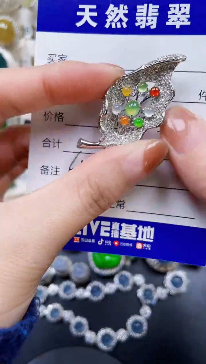 颈饰银S925镶嵌翡翠487