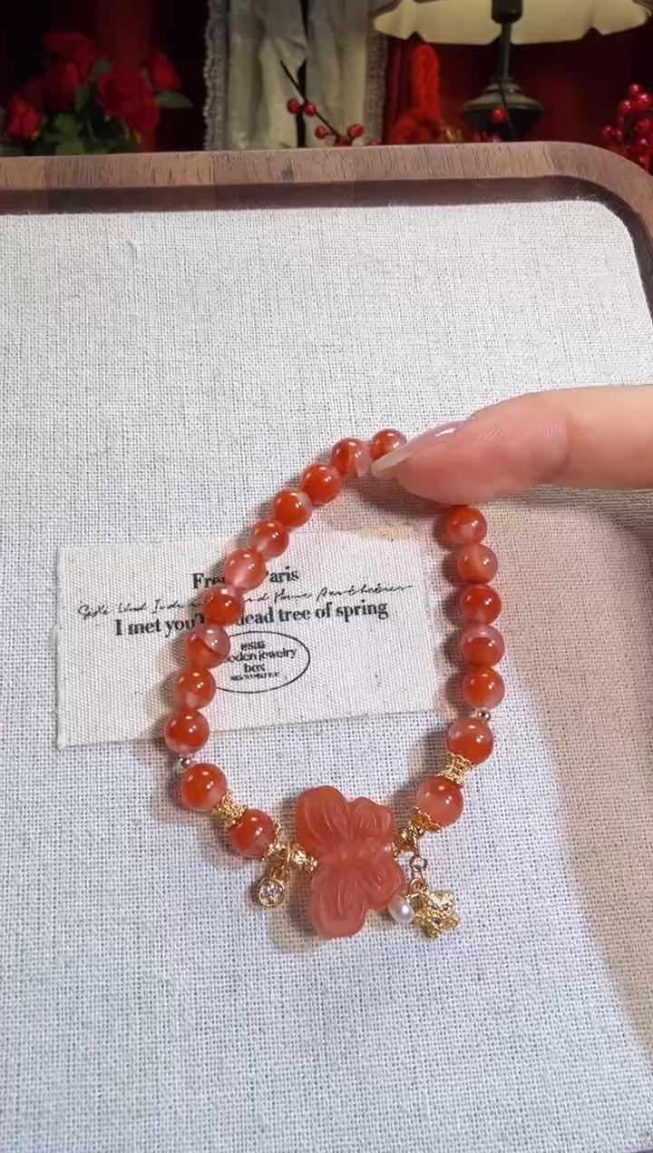 【闪购商品】南红玛瑙手链银S925镶嵌冰飘聚宝盆