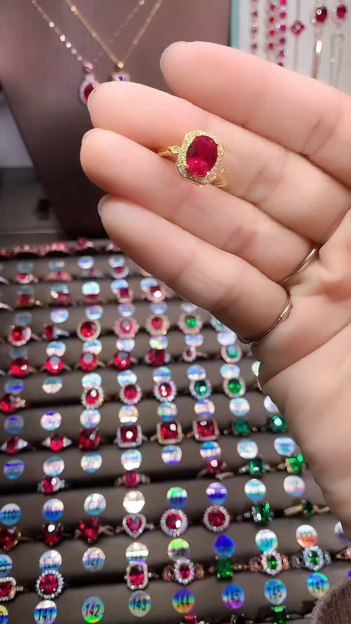 【闪购商品】红宝石戒指银S925镶嵌金色7.9