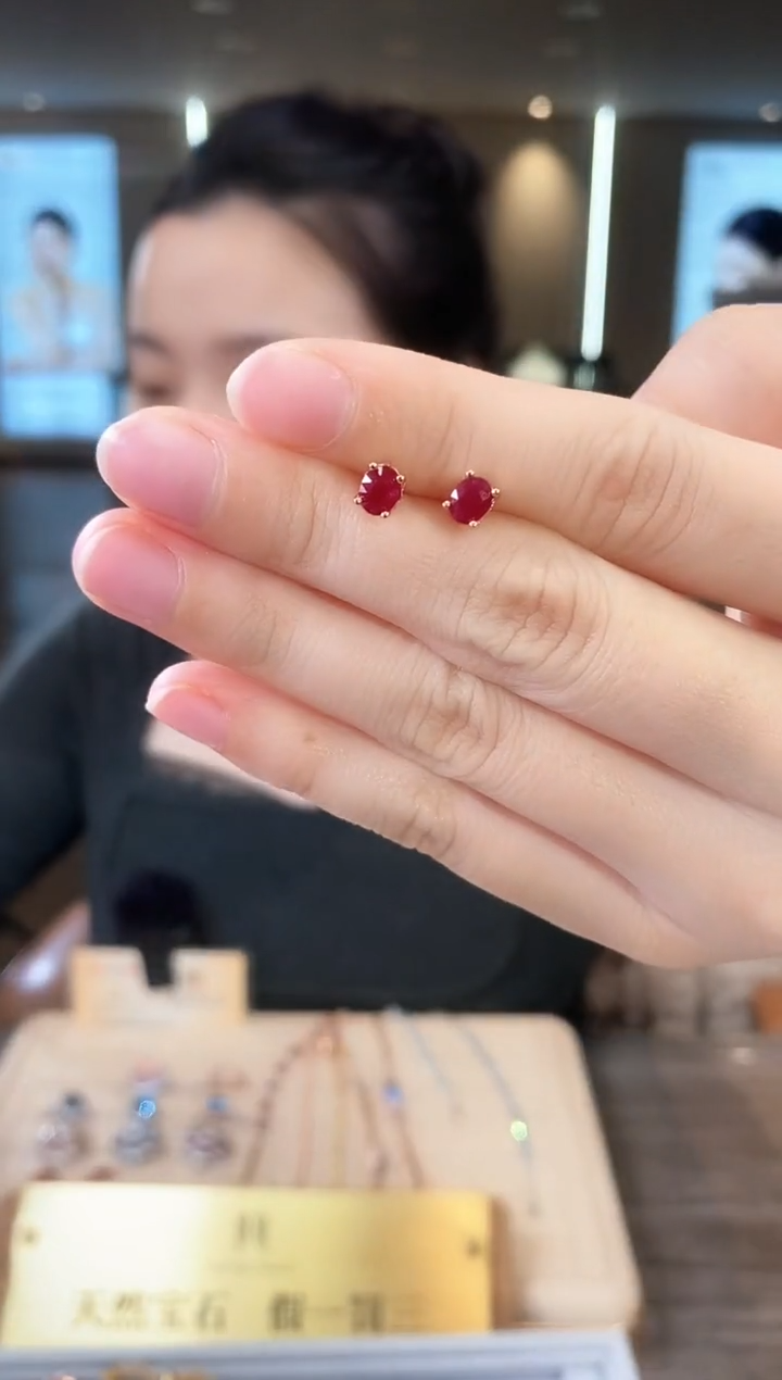 【闪购商品】红宝石耳饰银S925镶嵌09