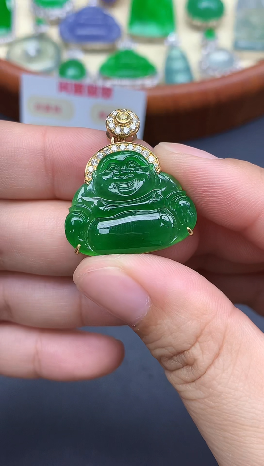 颈饰18K金镶嵌翡翠544-中国好珍宝