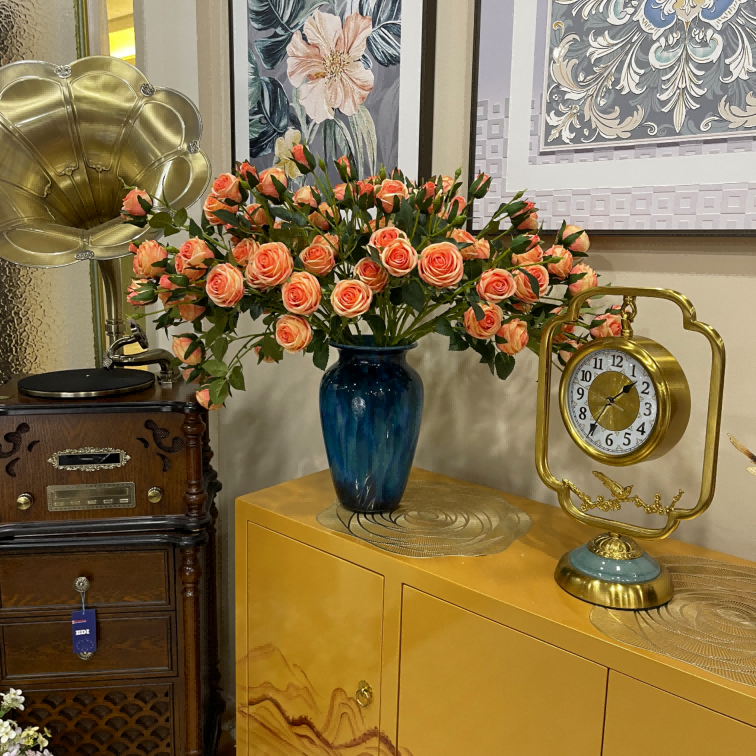 高仿真蜜桃玫瑰+中号琉璃瓶