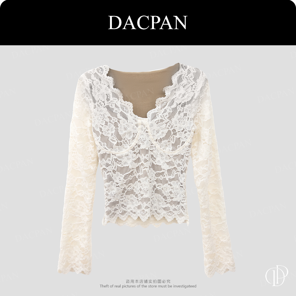 DACPAN-“格兰富”花边蕾丝上衣 固定胸垫 2025/盼·PP 3930