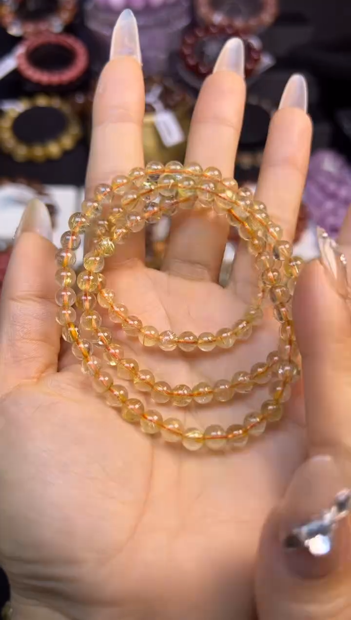未镶嵌手串水晶金发晶三圈5.8mm